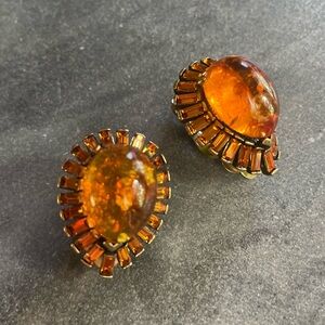 Heidi Daus Gold Amber Topaz Baguette Earrings